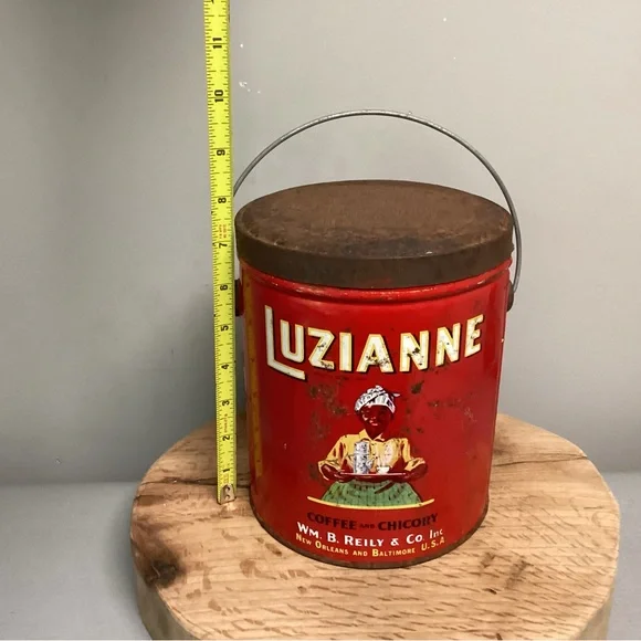 🔴 Vintage - Antique? - Luzianne Coffee And Chicory Tin w/ Lid - Collectible - Picture 15 of 16